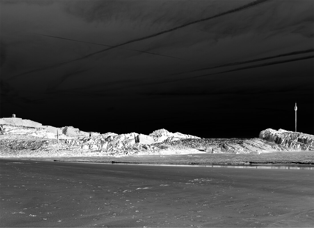 bude beach with black and white effect